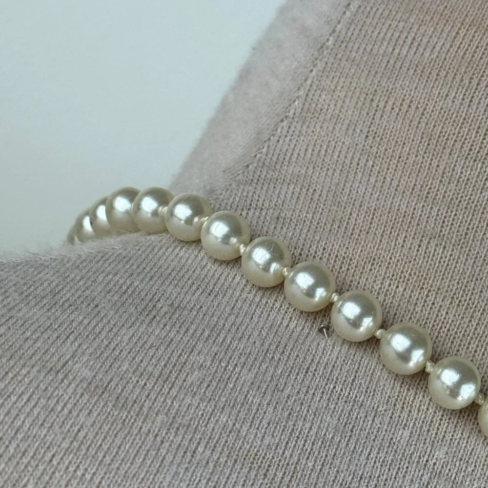 Vintage Faux Pearl Beaded Necklace Knotted 18